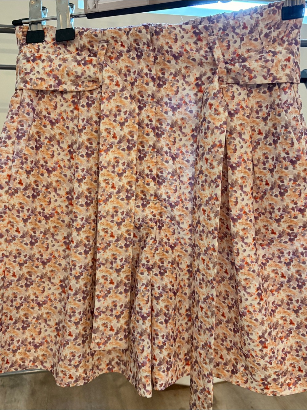 Zara Cream Skater Short with Purple and Rust Floral Print